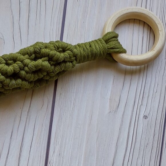 NEW! Olive Green Macrame Plant Hanger | Hanging Planter Indoor Garden Home Decor - Picture 4 of 5